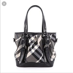Black and White plaid Burberry purse